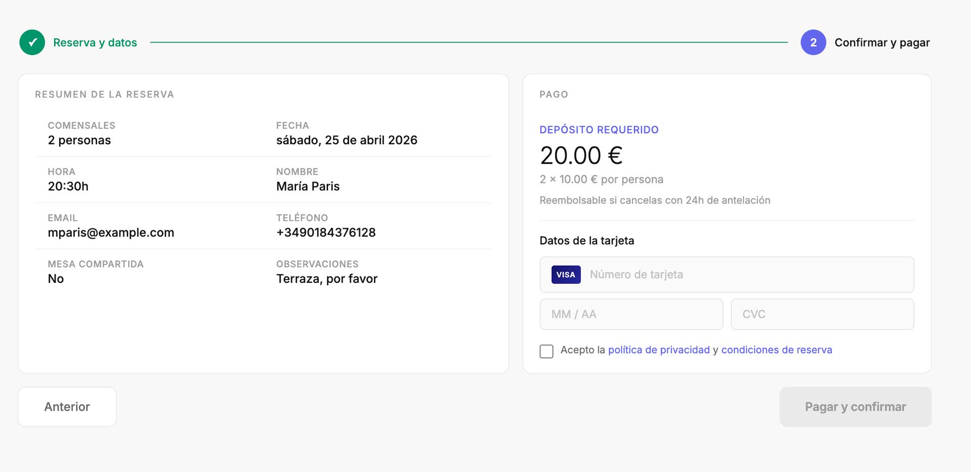 Motor de reservas paso 2